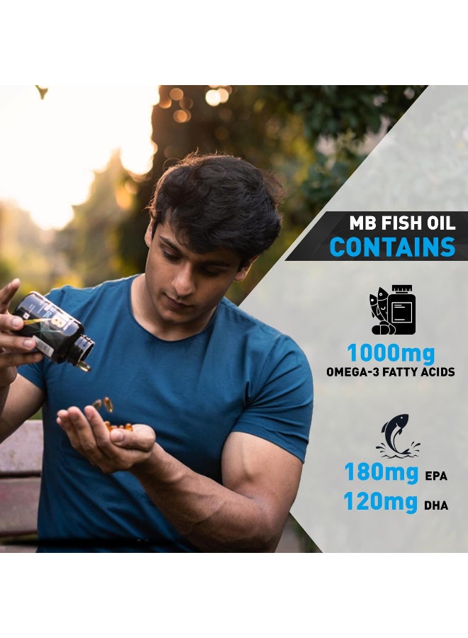 MUSCLEBLAZE Omega 3 Fish Oil (90 Capsules) 1000mg with 180mg EPA & 120mg DHA - Image 3